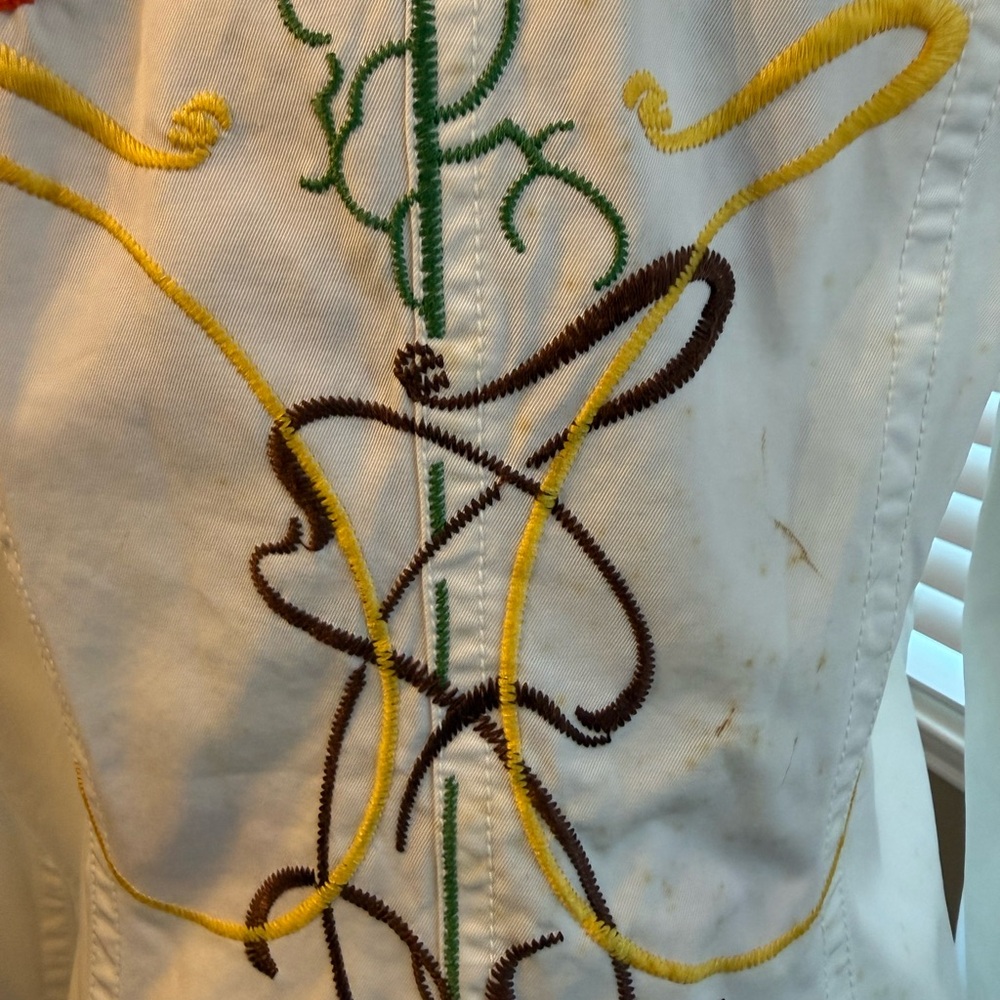 Johnny Was Embroidered White BlazerJacket Flower Los Angeles Designer READ - Picture 10 of 16